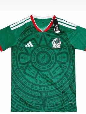 adidas Mexico Green Soccer Jersey with Red Trim